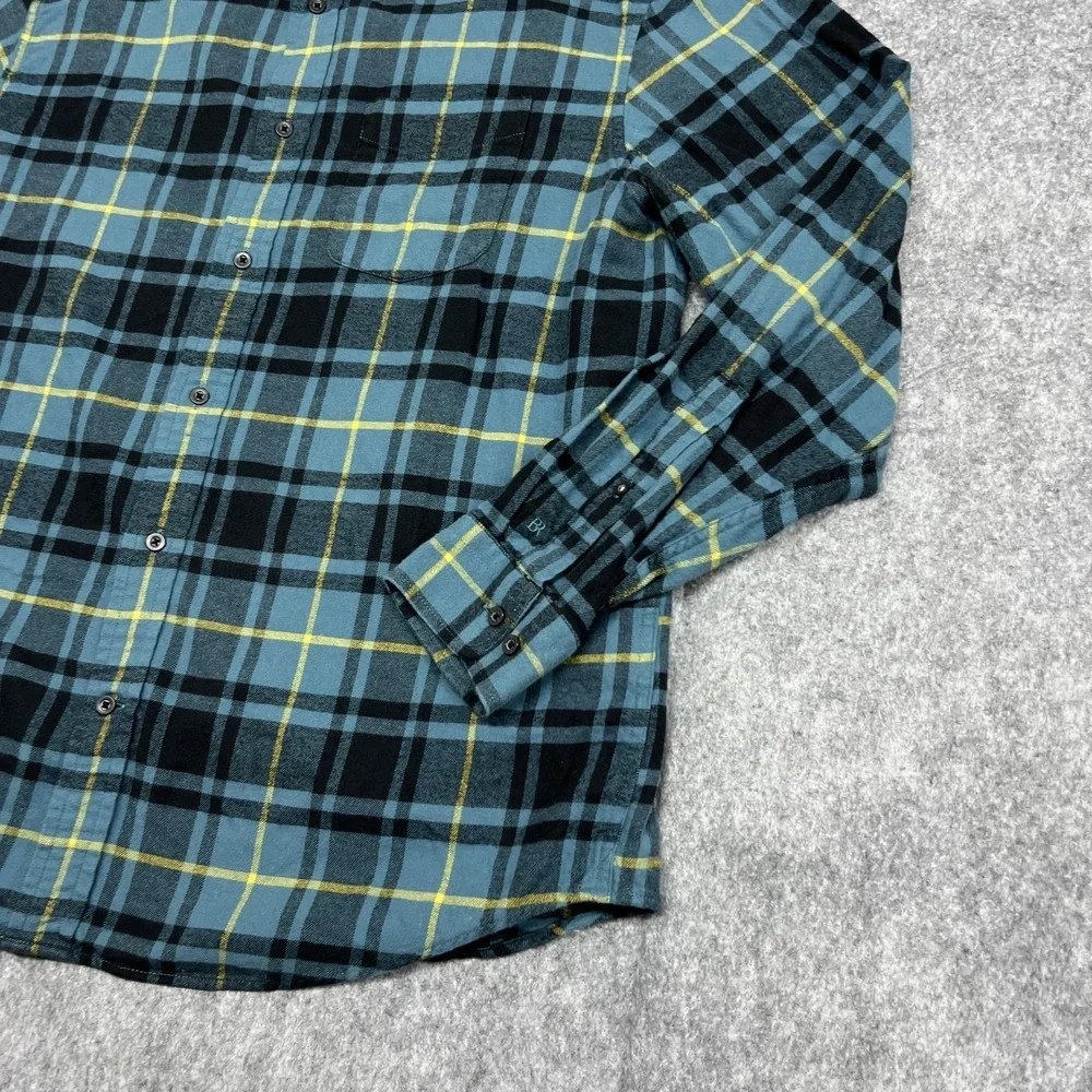 Banana Republic Shirt Mens L Blue Plaid Flannel Long Sleeve Button Casual Fall